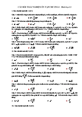 Câu hoi trăc nghiêm ôn tâp Chương I môn Hinh hoc 12